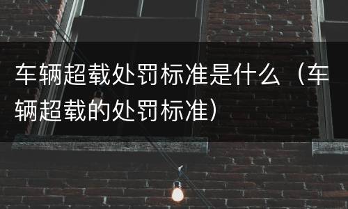 车辆超载处罚标准是什么（车辆超载的处罚标准）