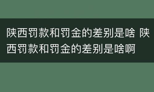 陕西罚款和罚金的差别是啥 陕西罚款和罚金的差别是啥啊