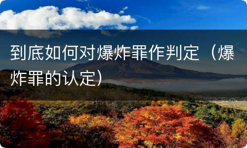 到底如何对爆炸罪作判定（爆炸罪的认定）