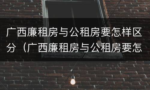 广西廉租房与公租房要怎样区分（广西廉租房与公租房要怎样区分出来）