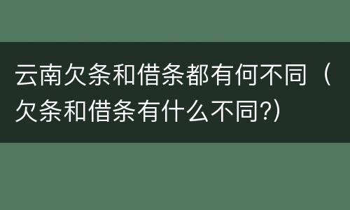 云南欠条和借条都有何不同（欠条和借条有什么不同?）