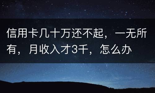 信用卡几十万还不起，一无所有，月收入才3千，怎么办