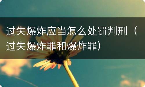 过失爆炸应当怎么处罚判刑（过失爆炸罪和爆炸罪）