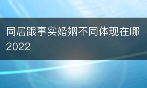 同居跟事实婚姻不同体现在哪2022