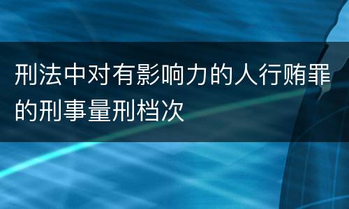 刑法中对有影响力的人行贿罪的刑事量刑档次