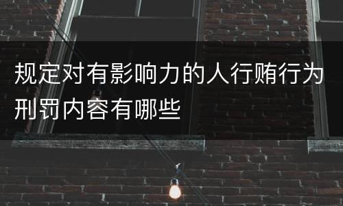 规定对有影响力的人行贿行为刑罚内容有哪些