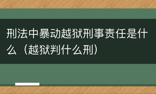 刑法中暴动越狱刑事责任是什么（越狱判什么刑）