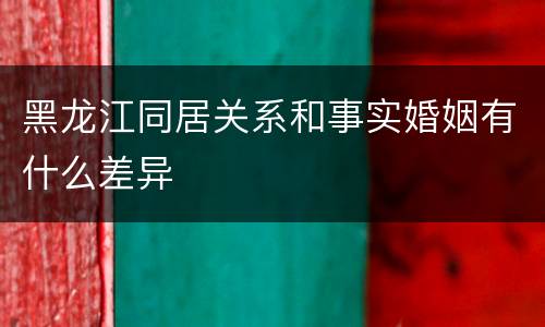 黑龙江同居关系和事实婚姻有什么差异