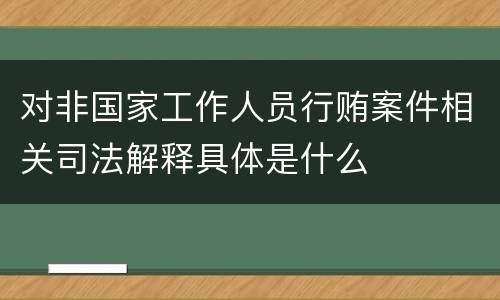 对非国家工作人员行贿案件相关司法解释具体是什么