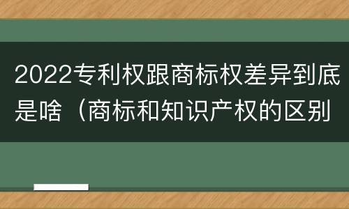2022专利权跟商标权差异到底是啥（商标和知识产权的区别）