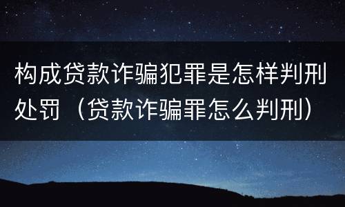 构成贷款诈骗犯罪是怎样判刑处罚（贷款诈骗罪怎么判刑）