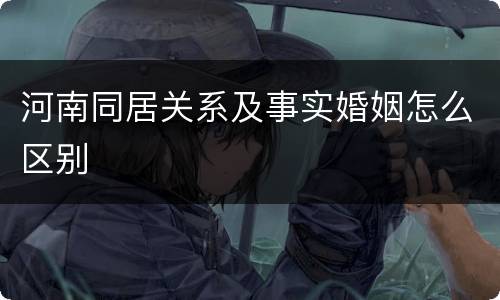 河南同居关系及事实婚姻怎么区别