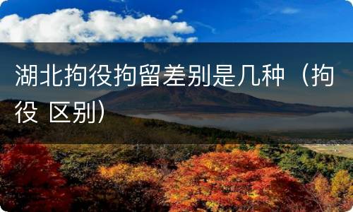 湖北拘役拘留差别是几种（拘役 区别）