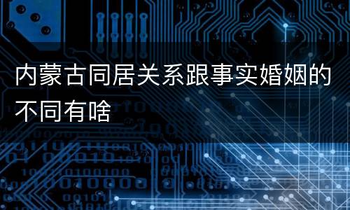 内蒙古同居关系跟事实婚姻的不同有啥