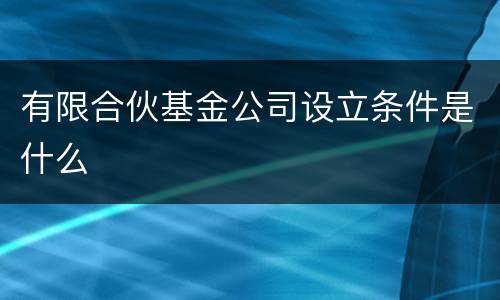 有限合伙基金公司设立条件是什么