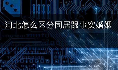 河北怎么区分同居跟事实婚姻