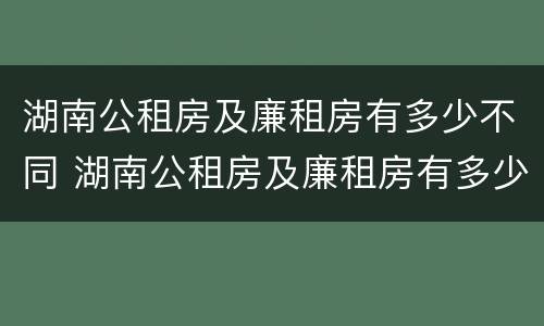 湖南公租房及廉租房有多少不同 湖南公租房及廉租房有多少不同的房子