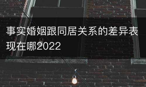 事实婚姻跟同居关系的差异表现在哪2022