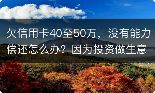 欠信用卡40至50万，没有能力偿还怎么办？因为投资做生意失败了