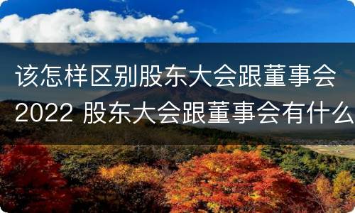 该怎样区别股东大会跟董事会2022 股东大会跟董事会有什么区别
