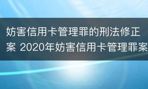 妨害信用卡管理罪的刑法修正案 2020年妨害信用卡管理罪案例