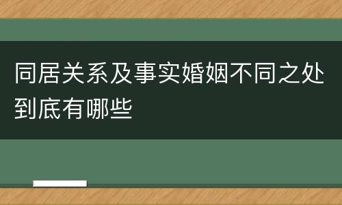 同居关系及事实婚姻不同之处到底有哪些