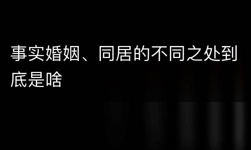 事实婚姻、同居的不同之处到底是啥