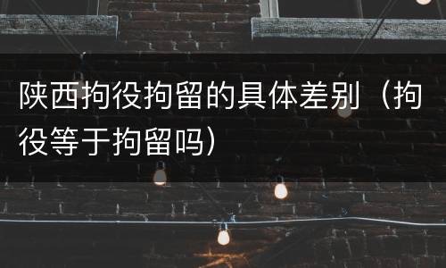 陕西拘役拘留的具体差别（拘役等于拘留吗）