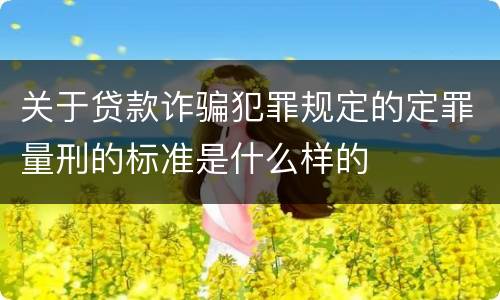 关于贷款诈骗犯罪规定的定罪量刑的标准是什么样的