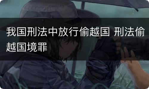 我国刑法中放行偷越国 刑法偷越国境罪