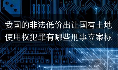 我国的非法低价出让国有土地使用权犯罪有哪些刑事立案标准