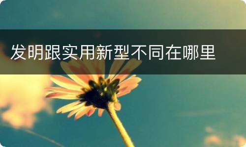 发明跟实用新型不同在哪里