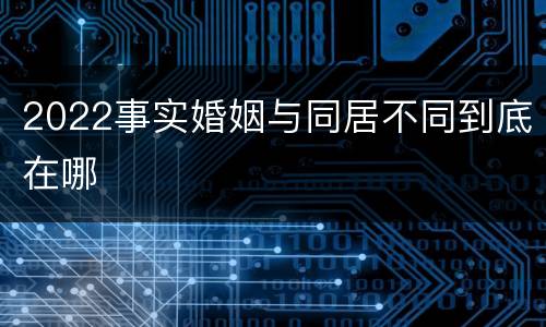 2022事实婚姻与同居不同到底在哪