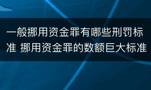 一般挪用资金罪有哪些刑罚标准 挪用资金罪的数额巨大标准