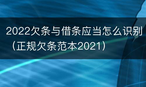 2022欠条与借条应当怎么识别（正规欠条范本2021）