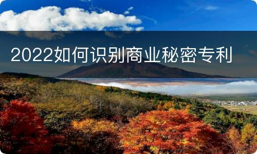2022如何识别商业秘密专利