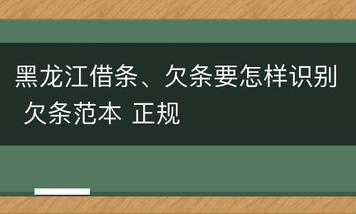 黑龙江借条、欠条要怎样识别 欠条范本 正规