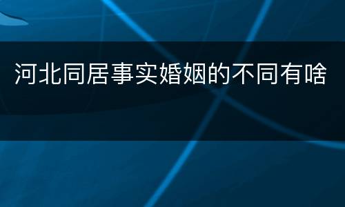 河北同居事实婚姻的不同有啥