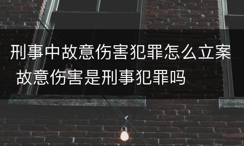 刑事中故意伤害犯罪怎么立案 故意伤害是刑事犯罪吗