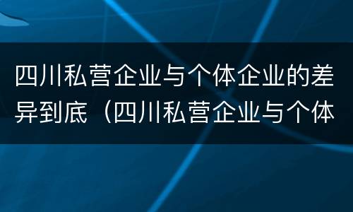 四川私营企业与个体企业的差异到底（四川私营企业与个体企业的差异到底有多大）