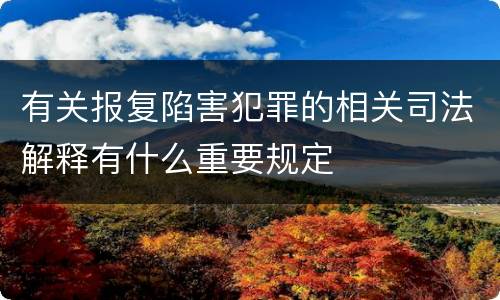 有关报复陷害犯罪的相关司法解释有什么重要规定