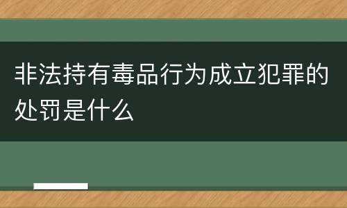 非法持有毒品行为成立犯罪的处罚是什么