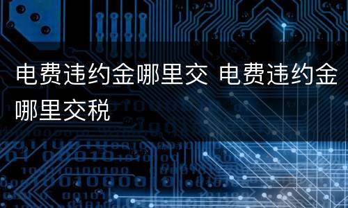 电费违约金哪里交 电费违约金哪里交税