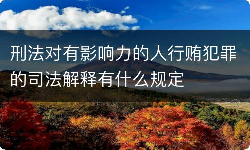 刑法对有影响力的人行贿犯罪的司法解释有什么规定