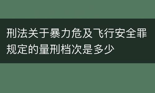 刑法关于暴力危及飞行安全罪规定的量刑档次是多少