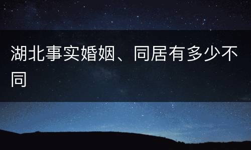 湖北事实婚姻、同居有多少不同
