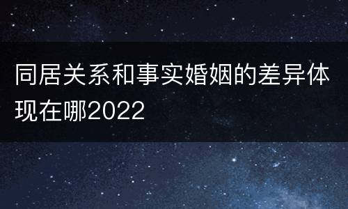 同居关系和事实婚姻的差异体现在哪2022