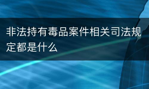 非法持有毒品案件相关司法规定都是什么