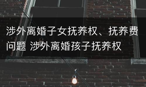 涉外离婚子女抚养权、抚养费问题 涉外离婚孩子抚养权