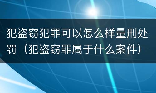 犯盗窃犯罪可以怎么样量刑处罚（犯盗窃罪属于什么案件）